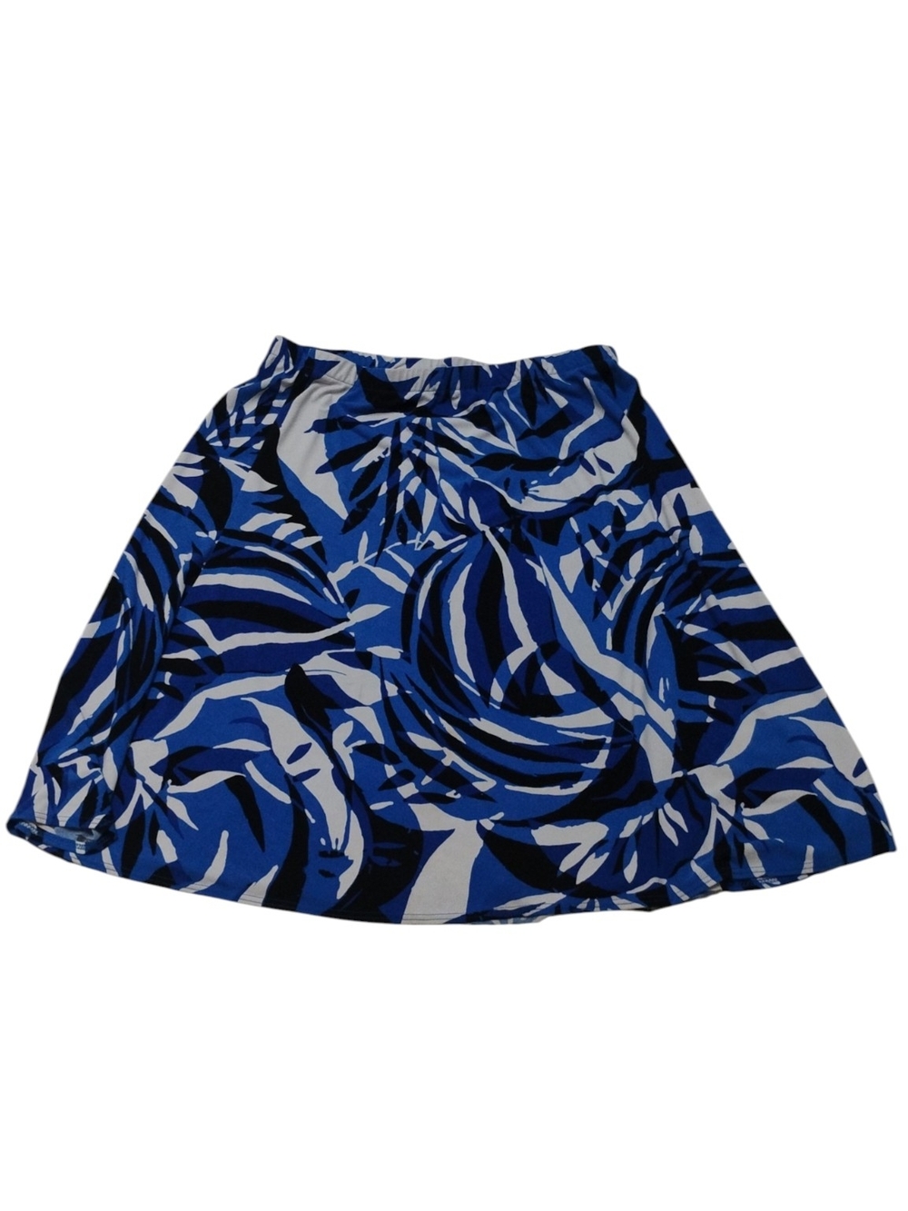 Chico's Blue, Black & White Abstract Circle Skirt SZ 1